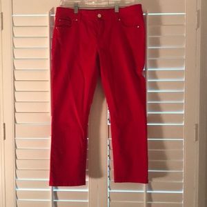 Red crop pants
